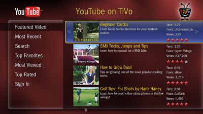 YouTube on TiVo  Movies / TV